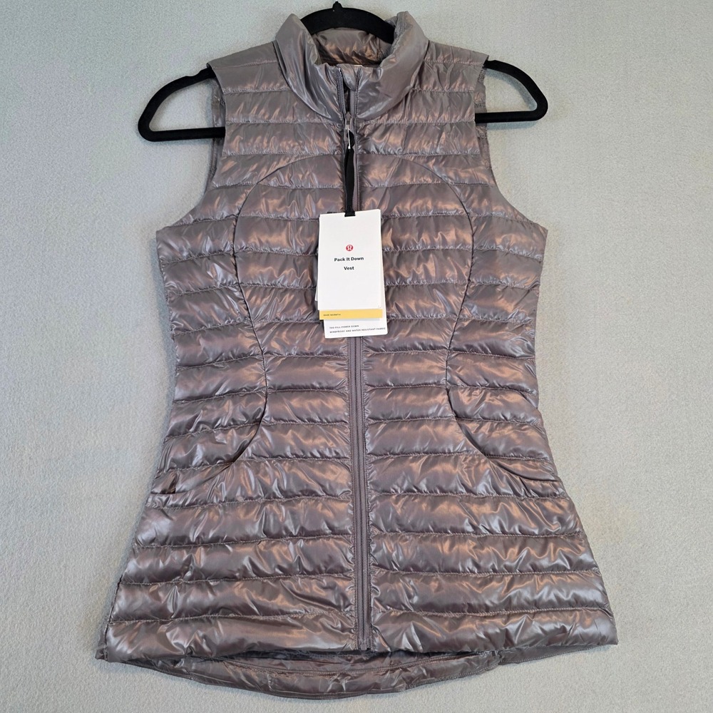 Lululemon Pack It Down Vest Lunar Rock 700-Fill Puffer New With Tags sz 2 NEW
